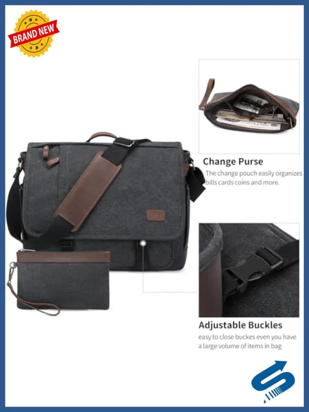 Canvas Messenger Bag 17-17.3